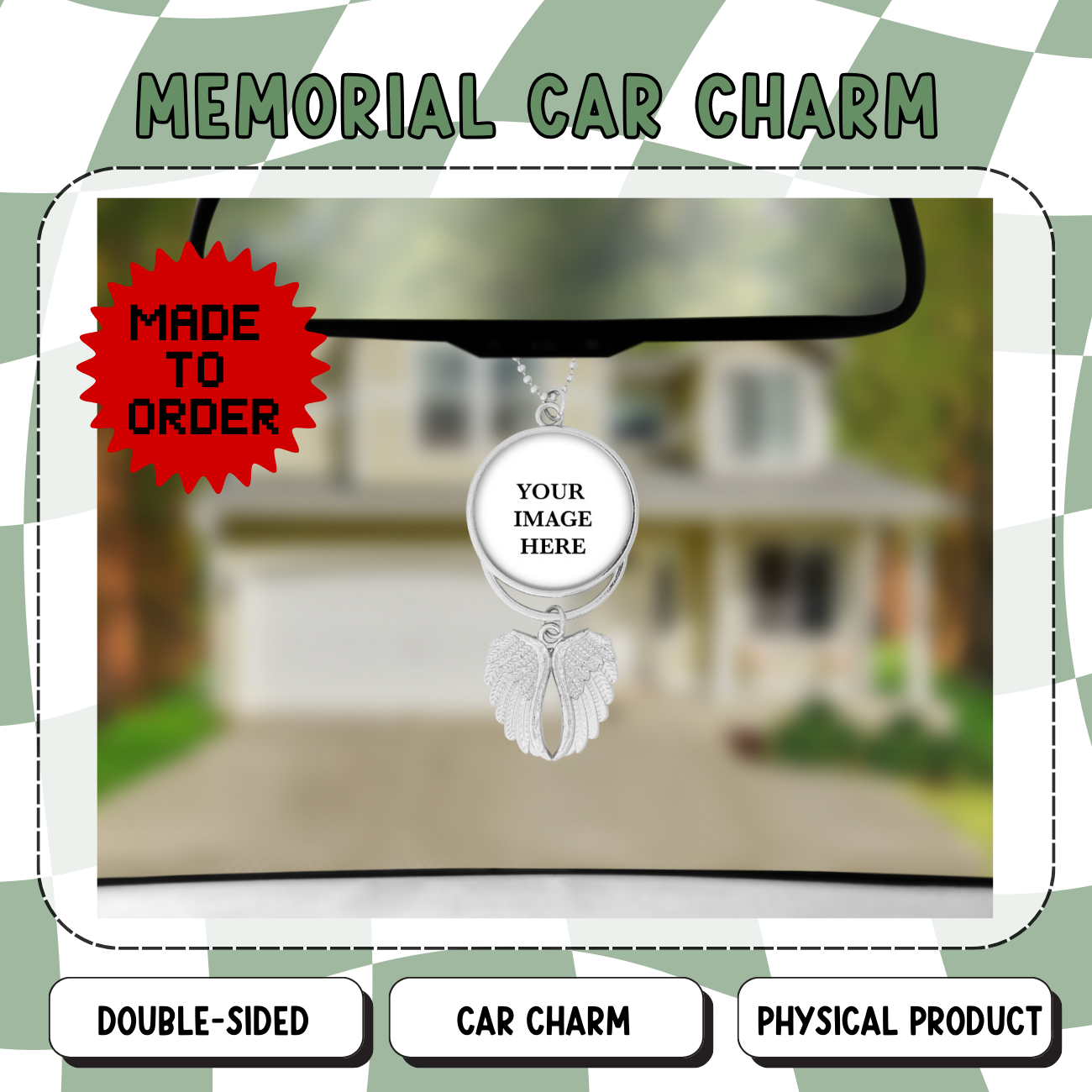 Memorial Car Charm - Angel Wings