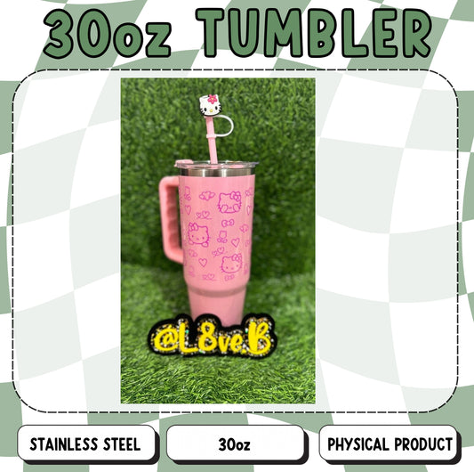 Pink HK 30oz Tumbler with Straw Topper